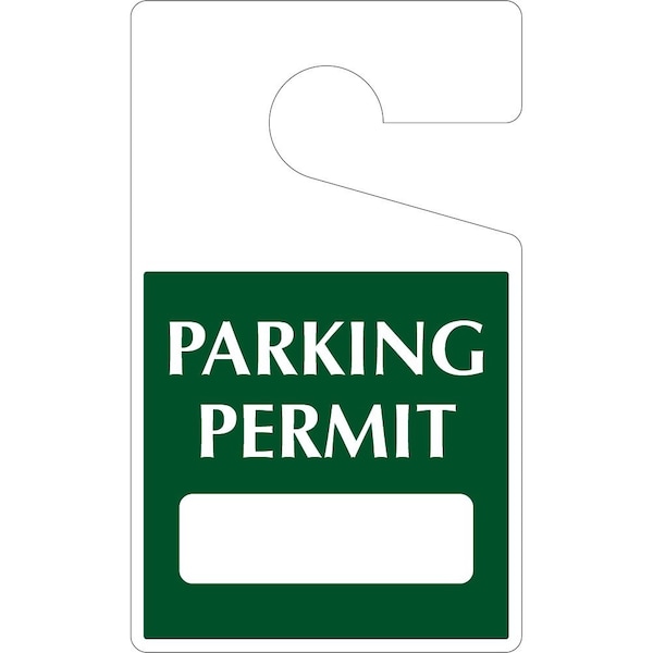 Lustre-Cal Laminated Hanging Parking Permit Green 5in x 3in 30mil Plastic 1 Blank No Pad, 50PK 253343301G0000 - main